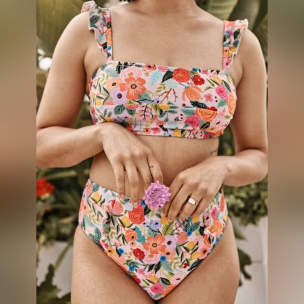 RARE Rifle Paper Co x Summersalt Ruffle Oasis Bikini Top & High Rise Bottoms